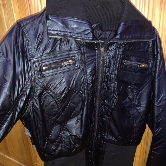 cropped leather jacket - Picture 1 of 4